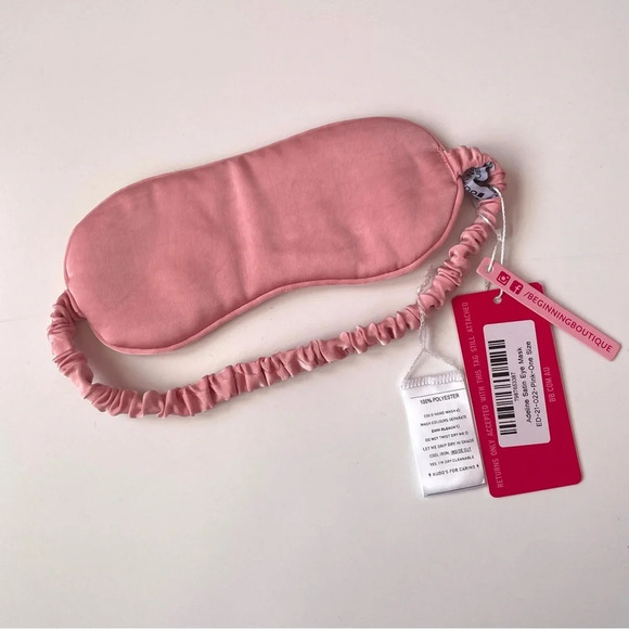 Beginning Boutique Adeline Satin Pink Eye Sleep Mask Barbiecore - Picture 3 of 4